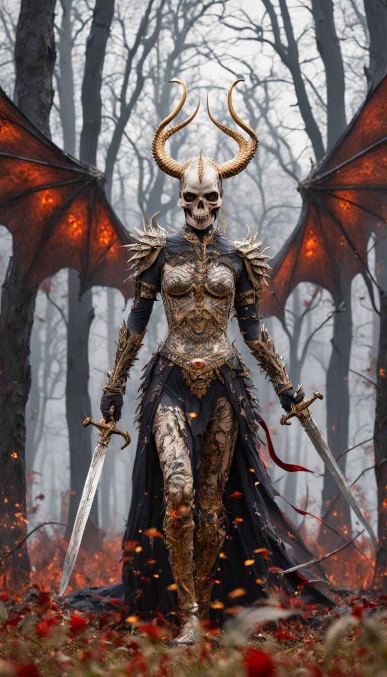 Transparent Bride with Dragon in Damascus Steel