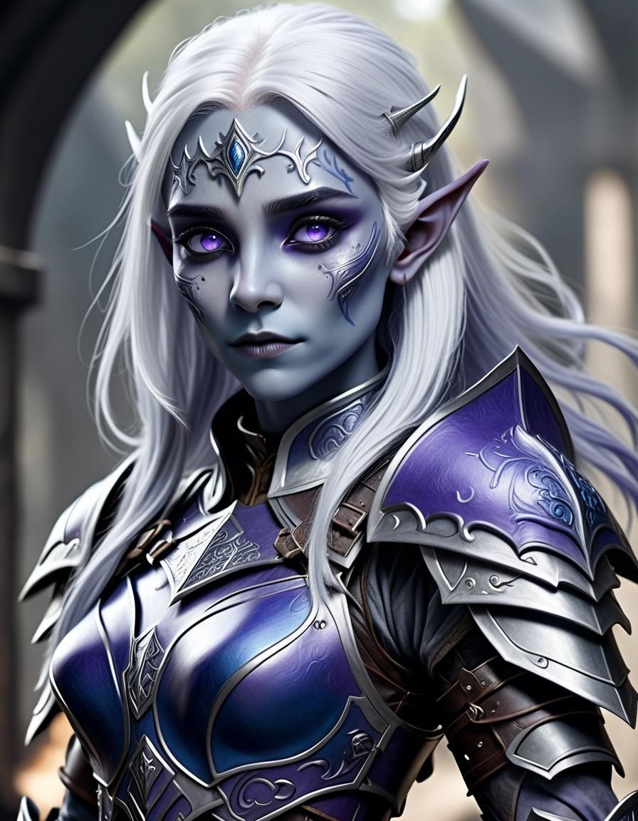 Dark Elf Woman Portrait in Leather Armor