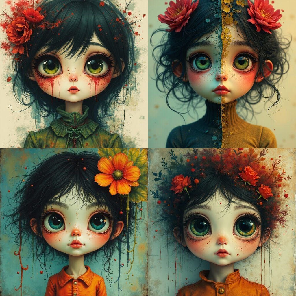 Hyper Cute Lady Portrait with Double Exposure Style