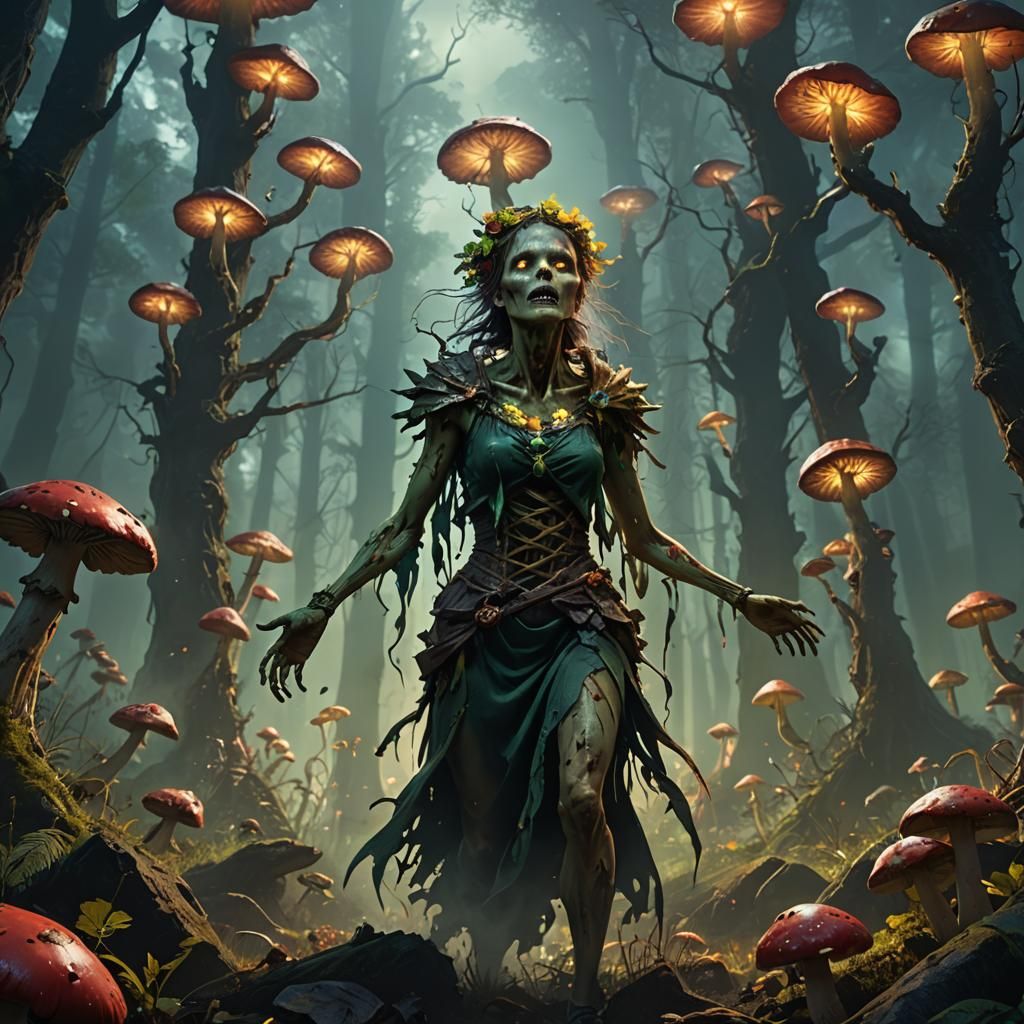 Zombie Woman Rises in Mystical Forest