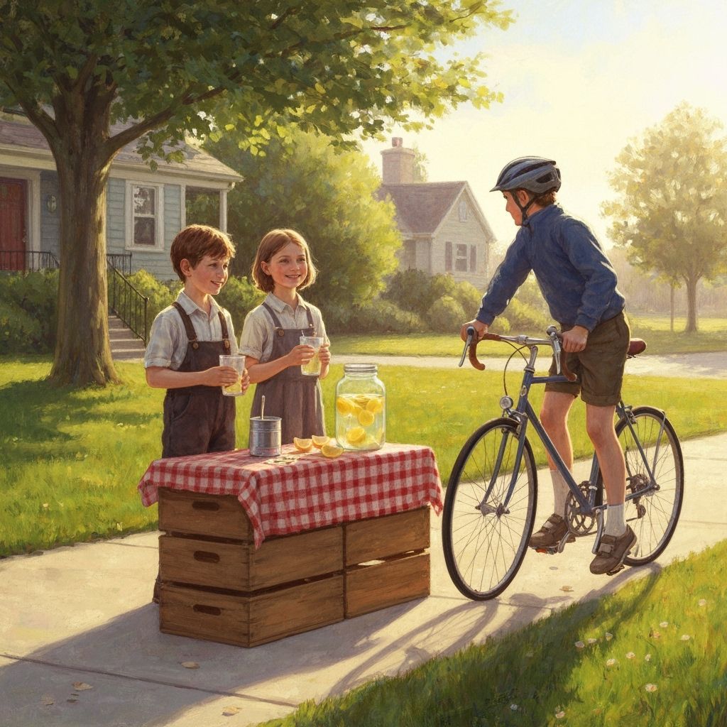 Children's Lemonade Stand in Rockwell-esque Style