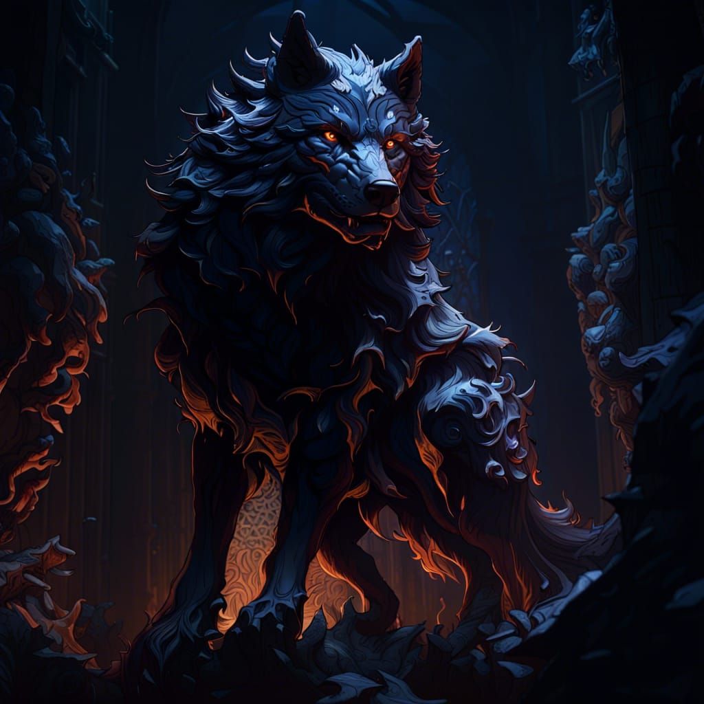 Shadow Wolf Dark Fantasy Concept Art