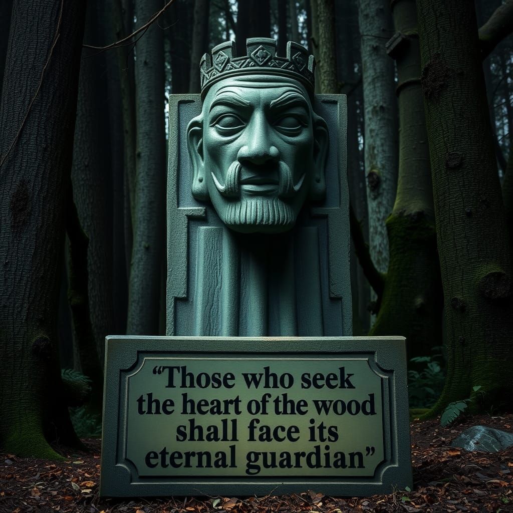 Stone Forest Warden Statue Guards Dark Forest Entrance