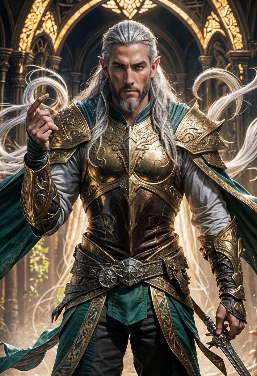 Epic High Elf King Portrait in Graffiti Art Style