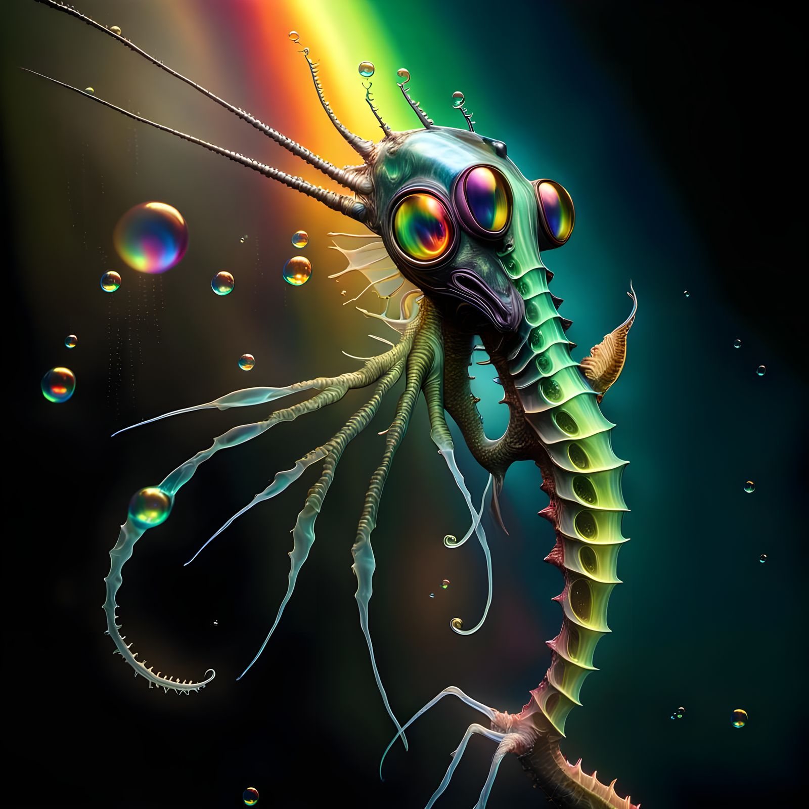 Rainbow Seahorse Underwater Explosion of Light
