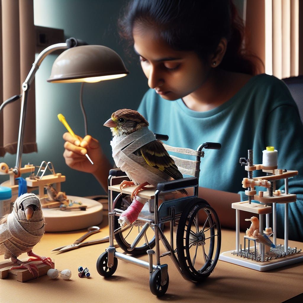 Inventor Creates Tiny Wheelchair for Injured Bird