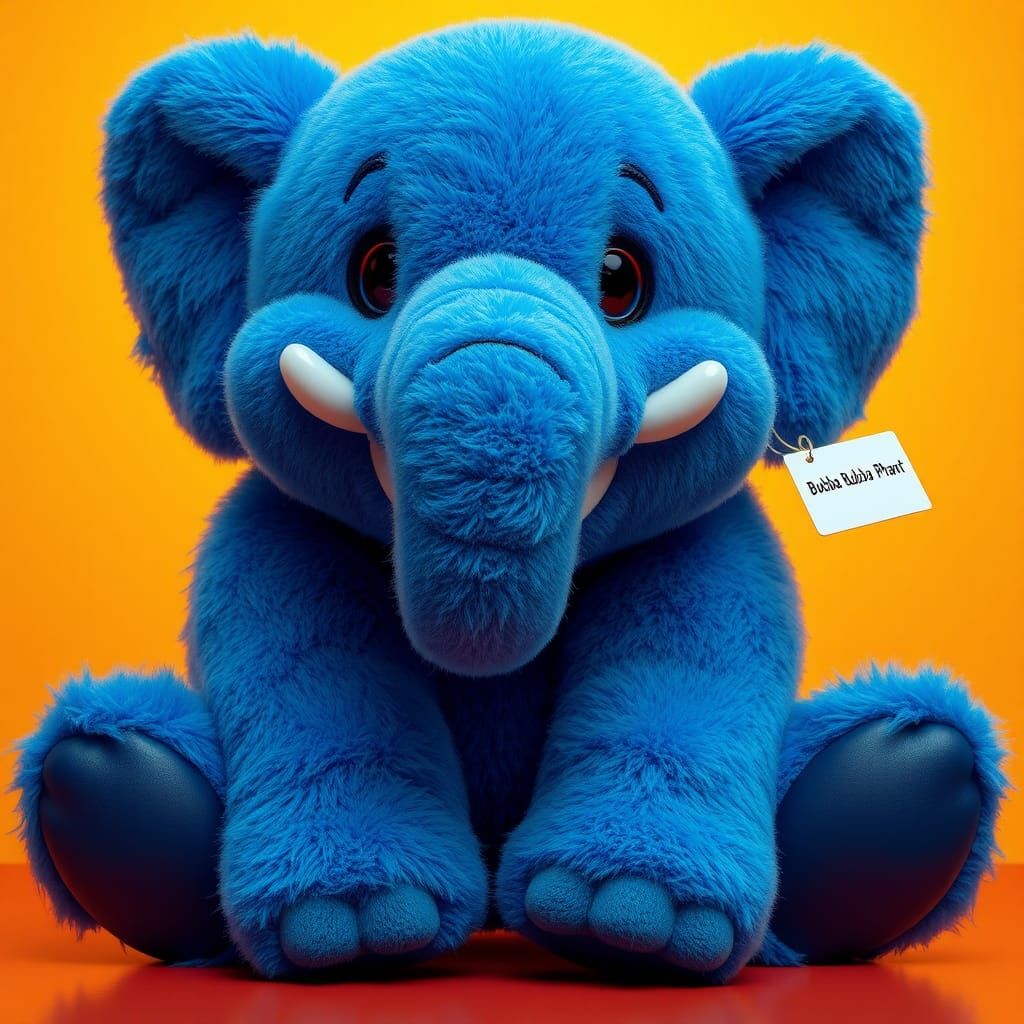 Electric Blue Elephant Plushy in Matte Fantasy Art