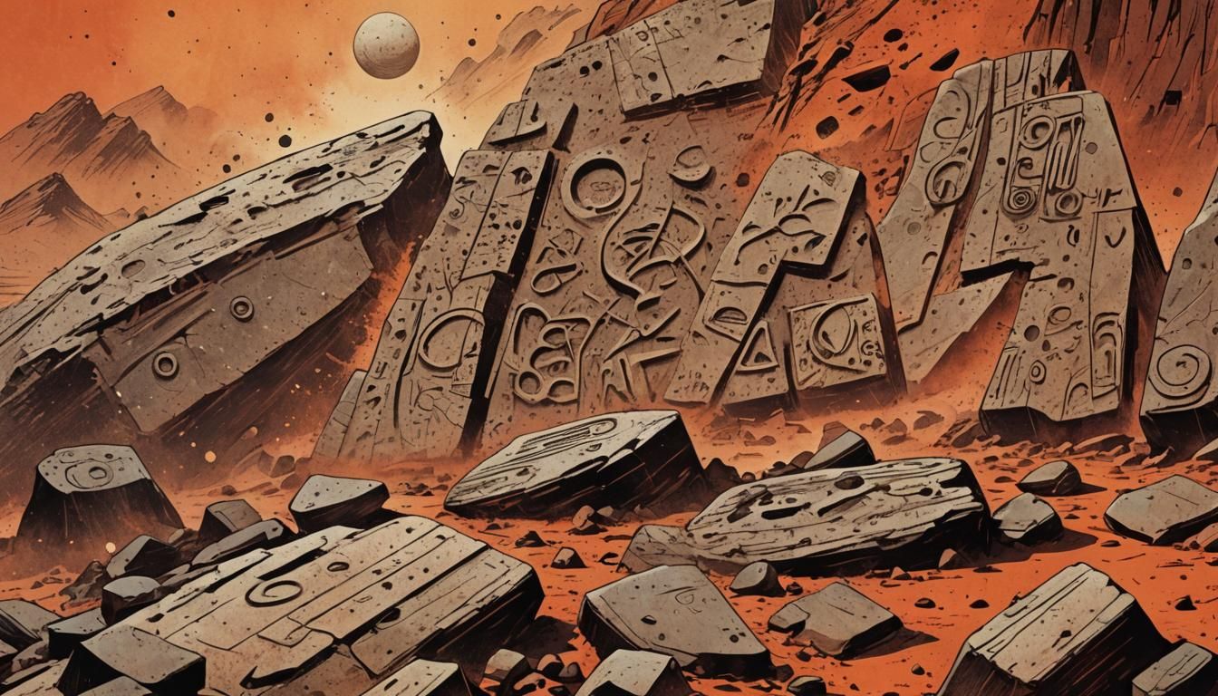Retrofuturistic Martian Hieroglyphs in Comic Book Art