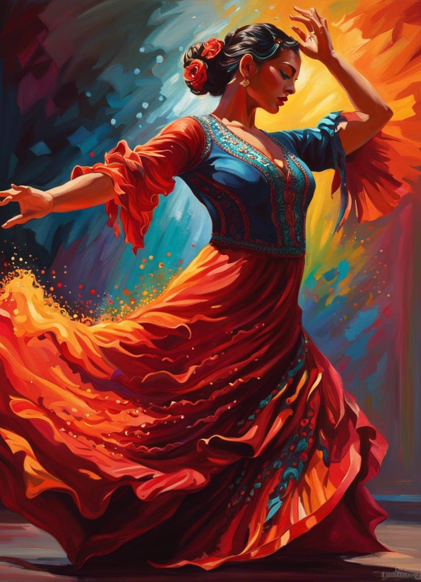 Hyperrealistic Flamenco Dancer in Dramatic Lighting
