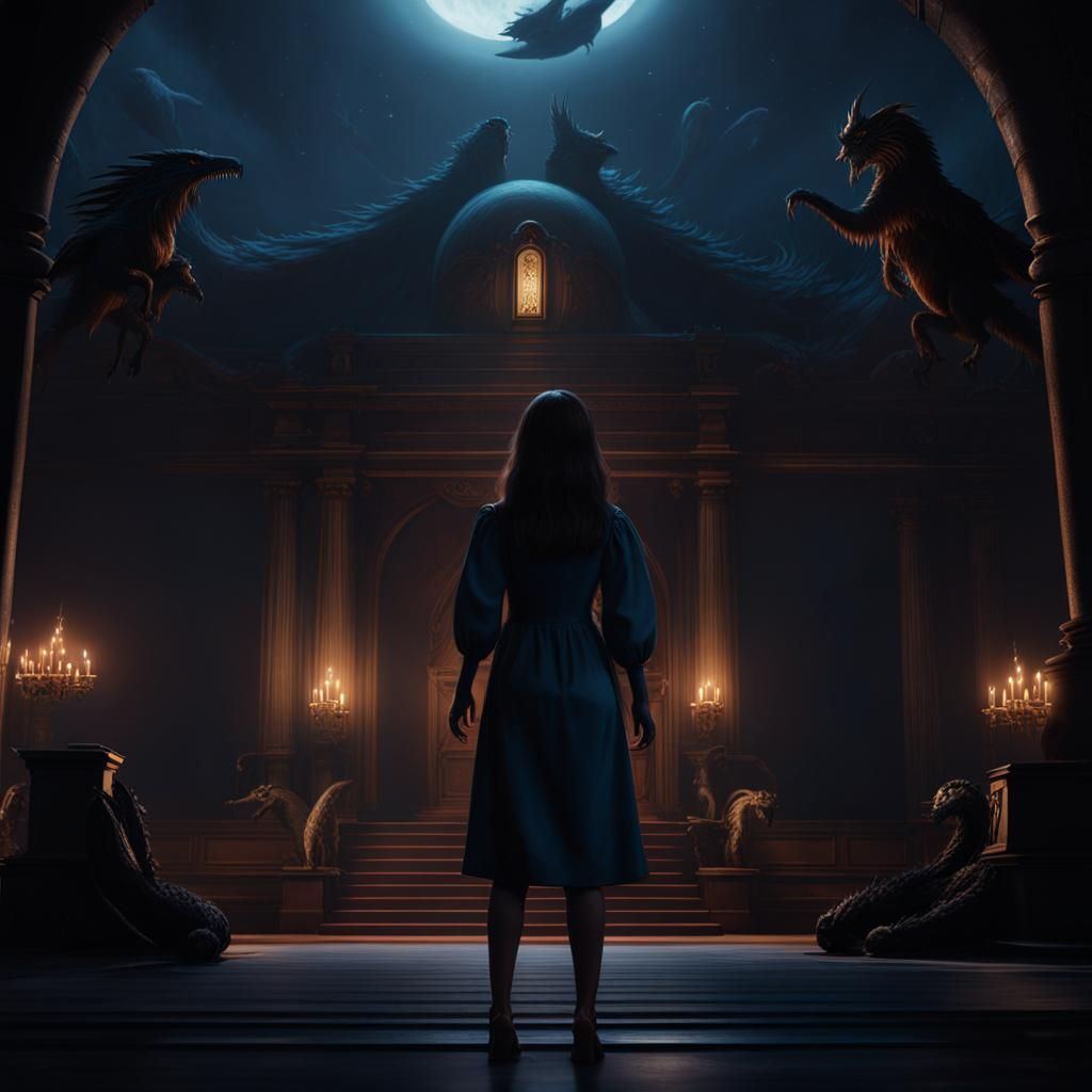 A girl enters the secret room