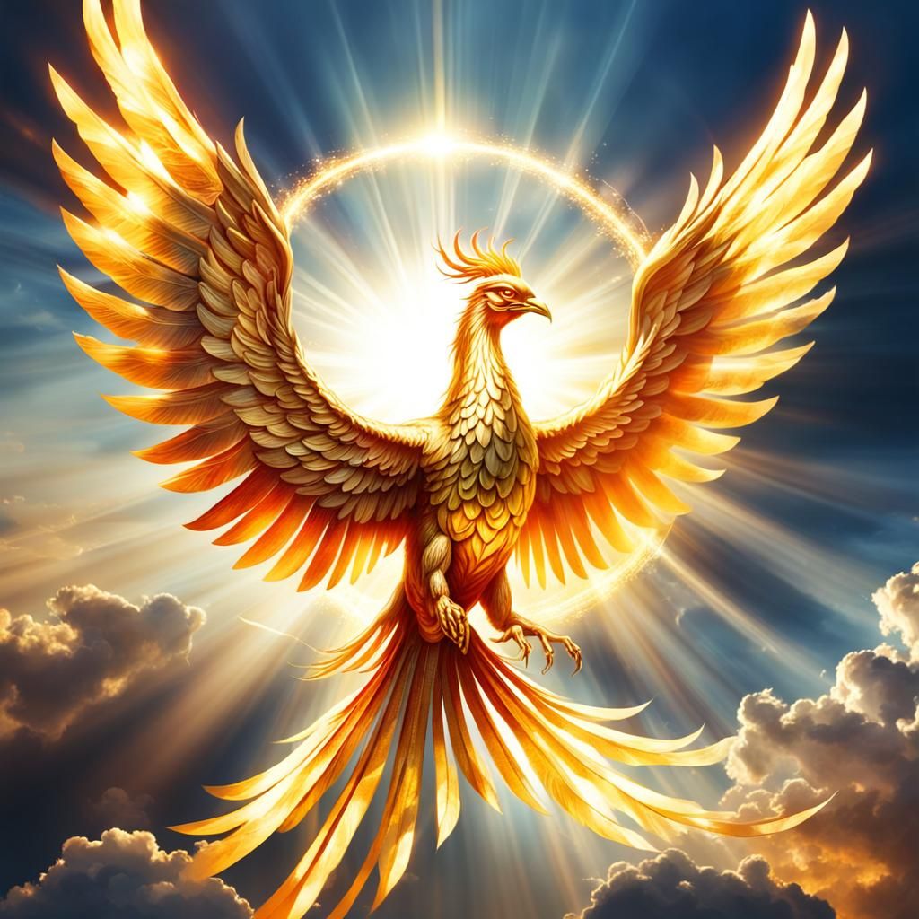 Red Gold Phoenix in Divine Light