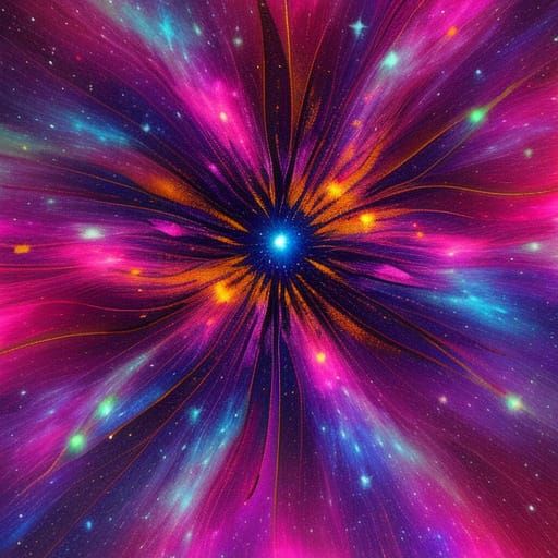 Cosmic Daffodil Field Under Starburst Sky