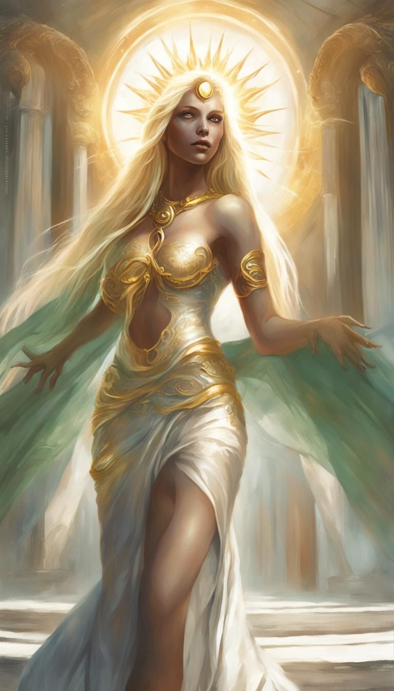 Divine Luminous Being in Dark Fantasy Art Style