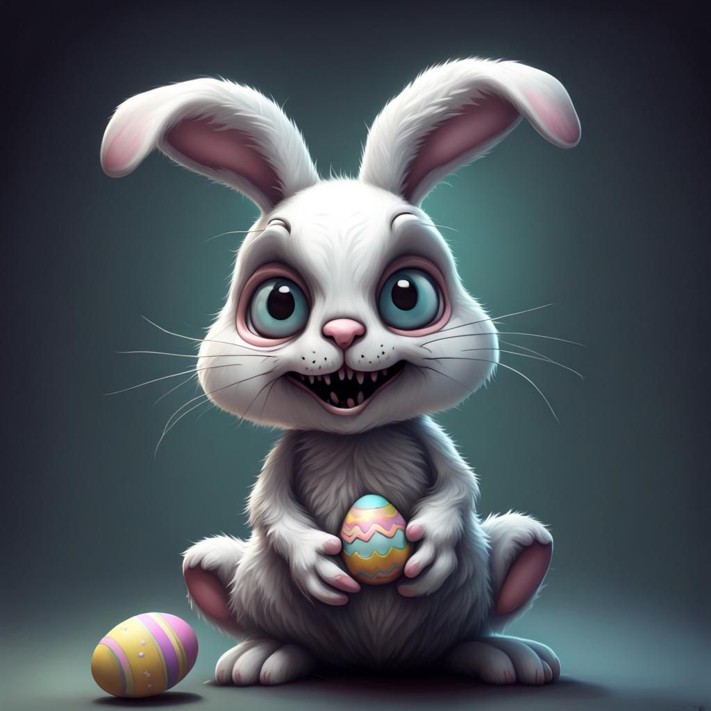 Whimsical creepy Cute Easter Bunny, deviantart,
