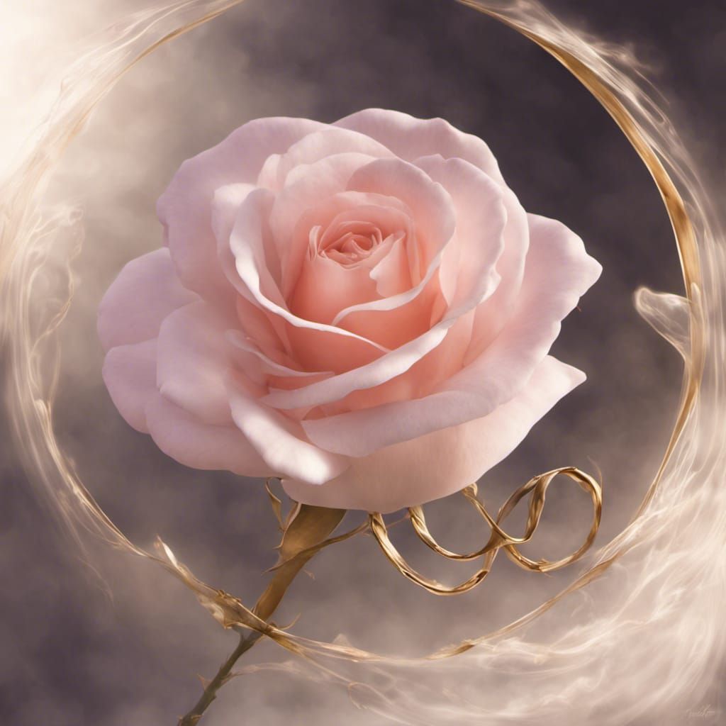 Illuminated Rose with Golden Ring: Fantasy Art