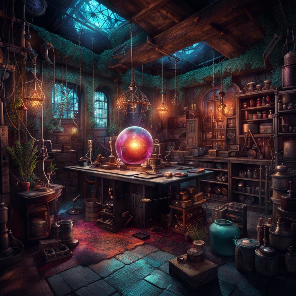 Magical Alchemy Hideout in Detailed Matte Painting