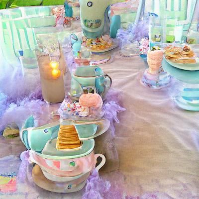 Enchanted Pastel Tea Party Scene
