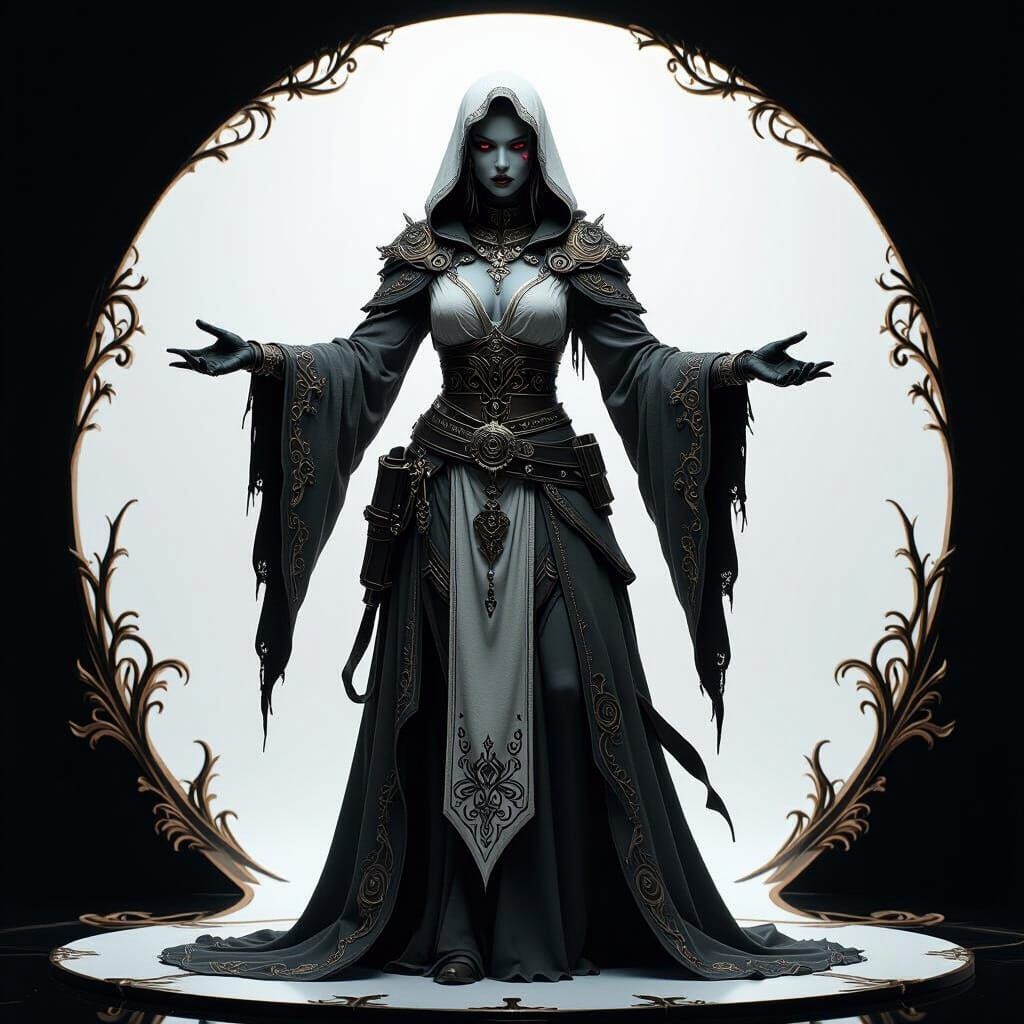 Undead Cleric in Ornate Robes, Dark Fantasy Art