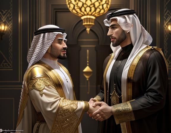 Lifelike Image of Arab and Israeli Men Shaking Hands