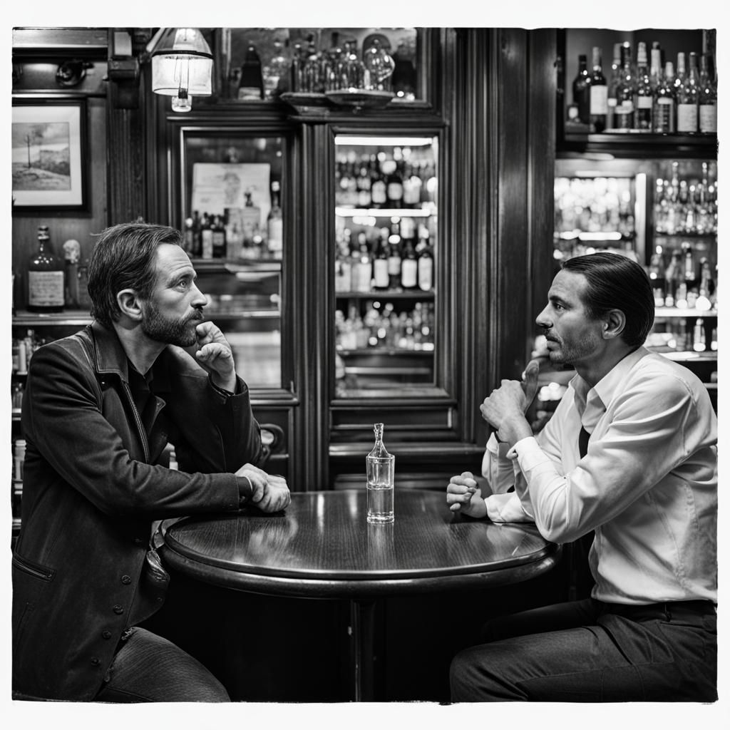 Two Men Chatting in a Bar Scene