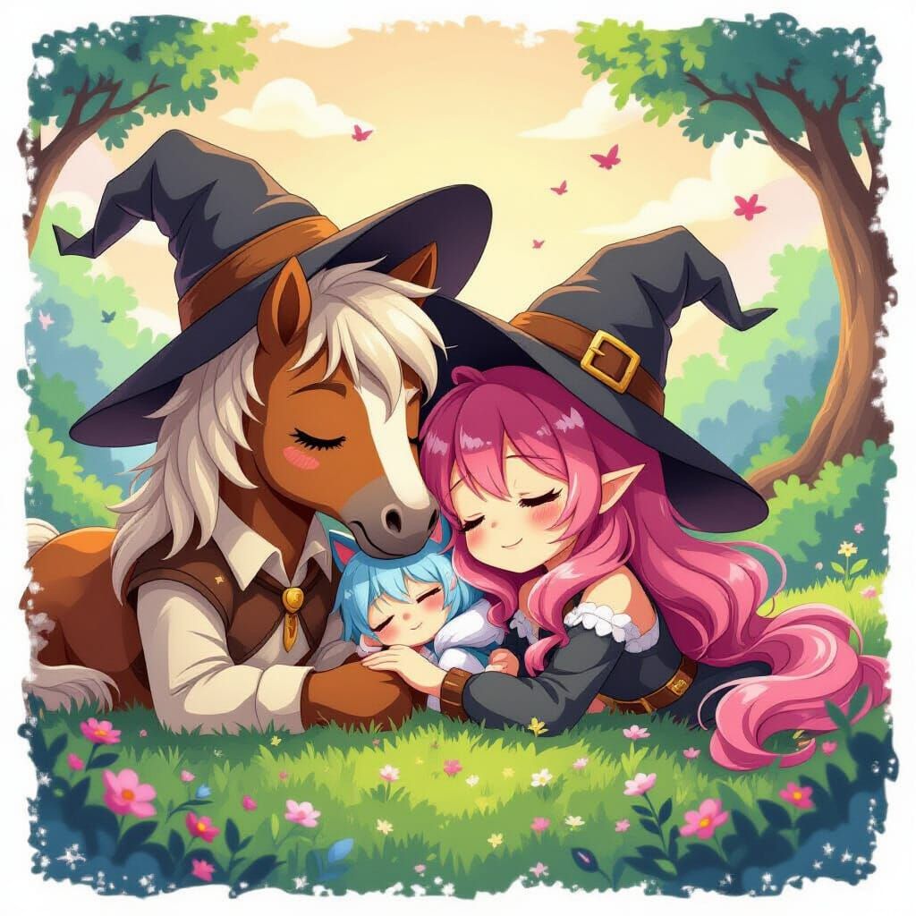 Anime Boy and Girl in Mystical Landscape