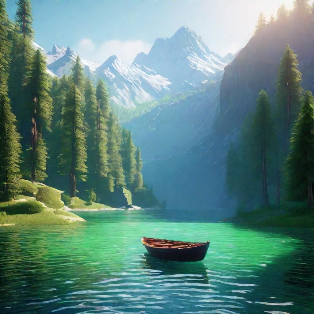 Serene Lake Landscape in 3D Game Style