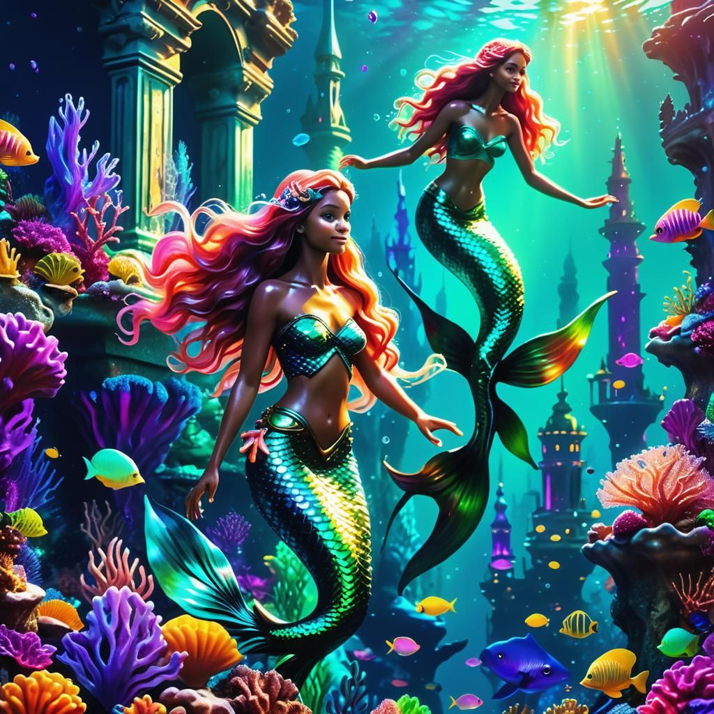 Underwater Metropolis: A Mermaid's Sci-Fi Paradise