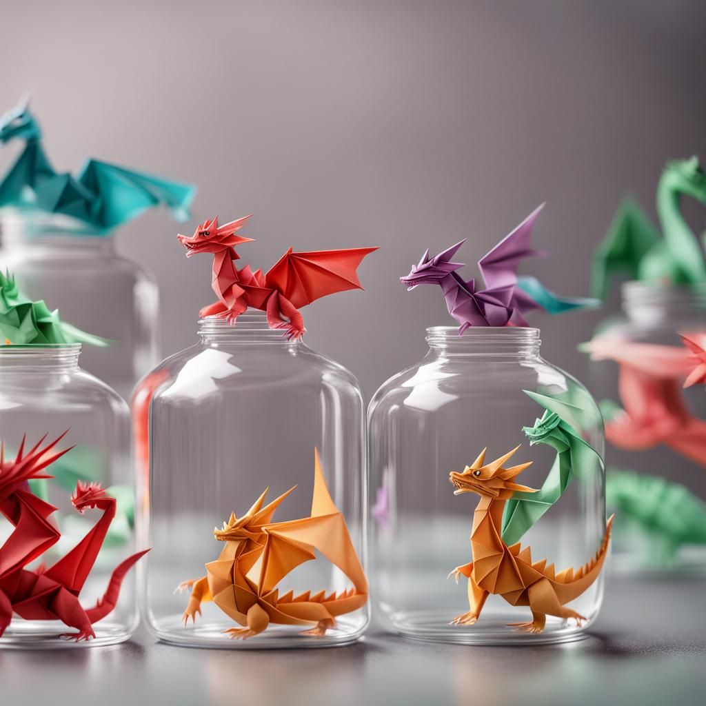 Dragons in Glass Bottles: Origami Papercraft