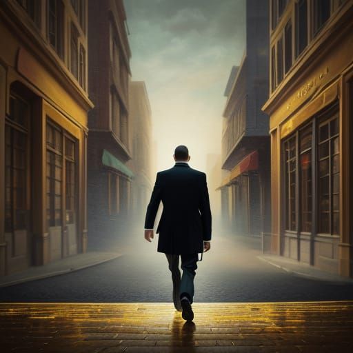 Emotive Oil Painting of Person Walking Away