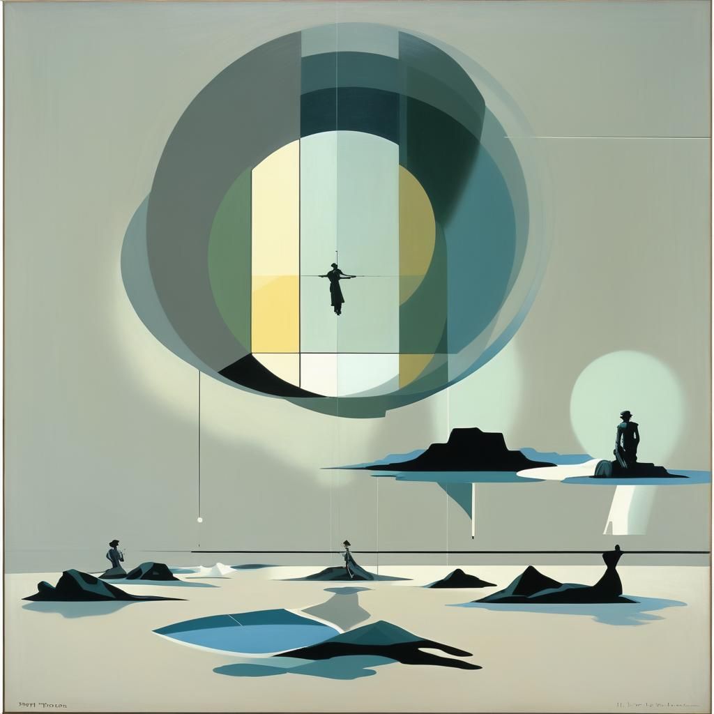 Layered Composition in a Surreal Yoga Scene