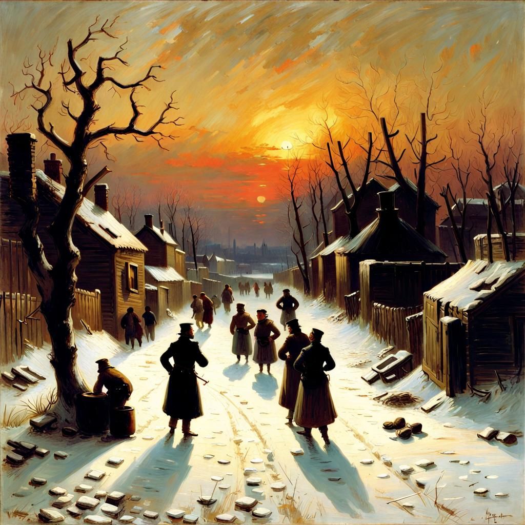 1880s Russian Police Station at Sunset