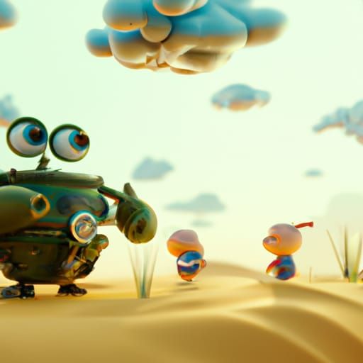 PUBG on Seashore: Pixar-style 3D Digital Art