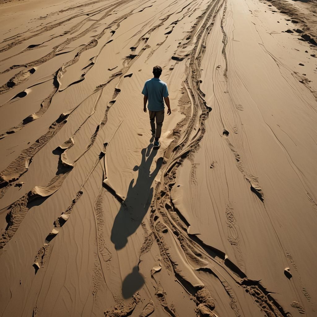 Hyperrealistic Figure on Endless Road, Splash Art