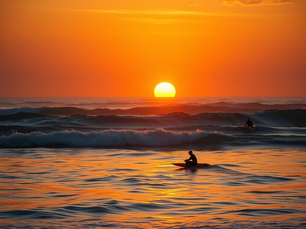 Sunset Serenity: Waves of Golden Light