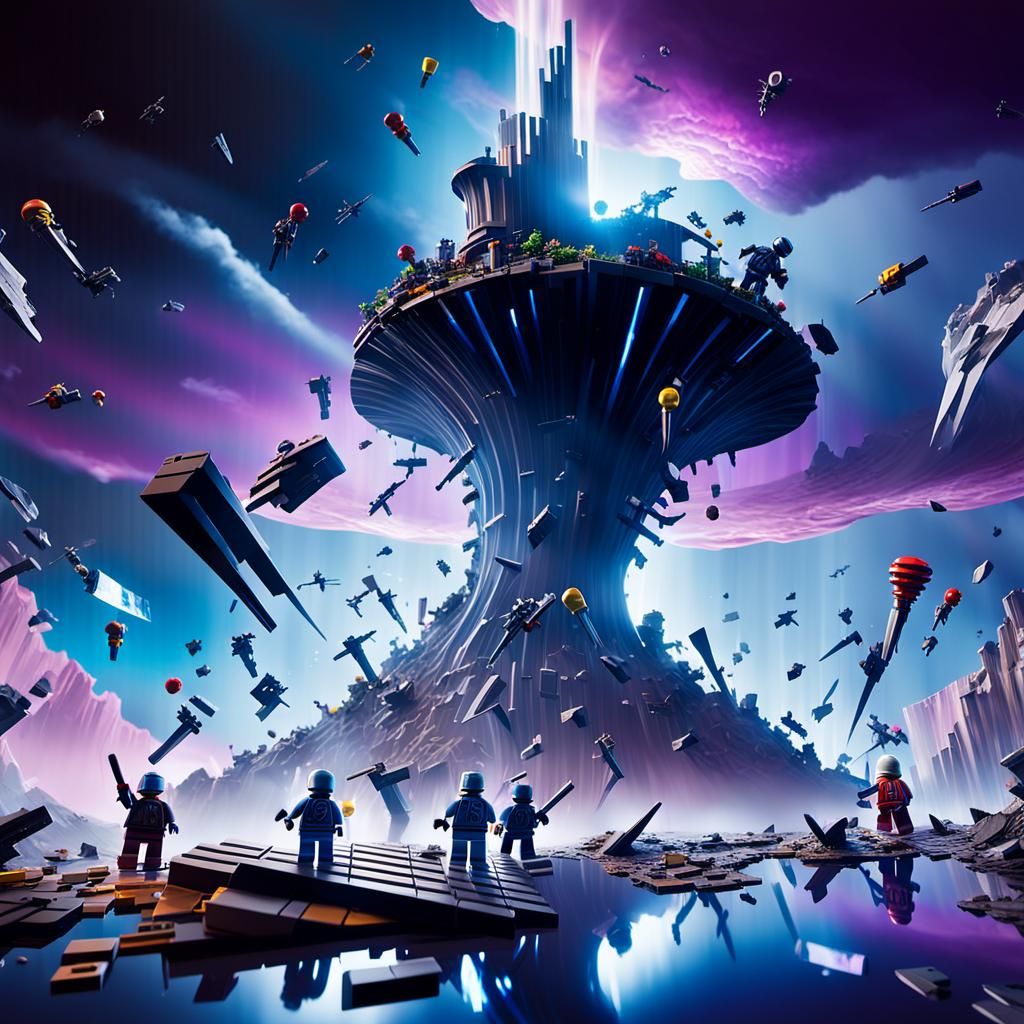 Chrome Tornado with Lego Landmasses: Unreal Engine 5