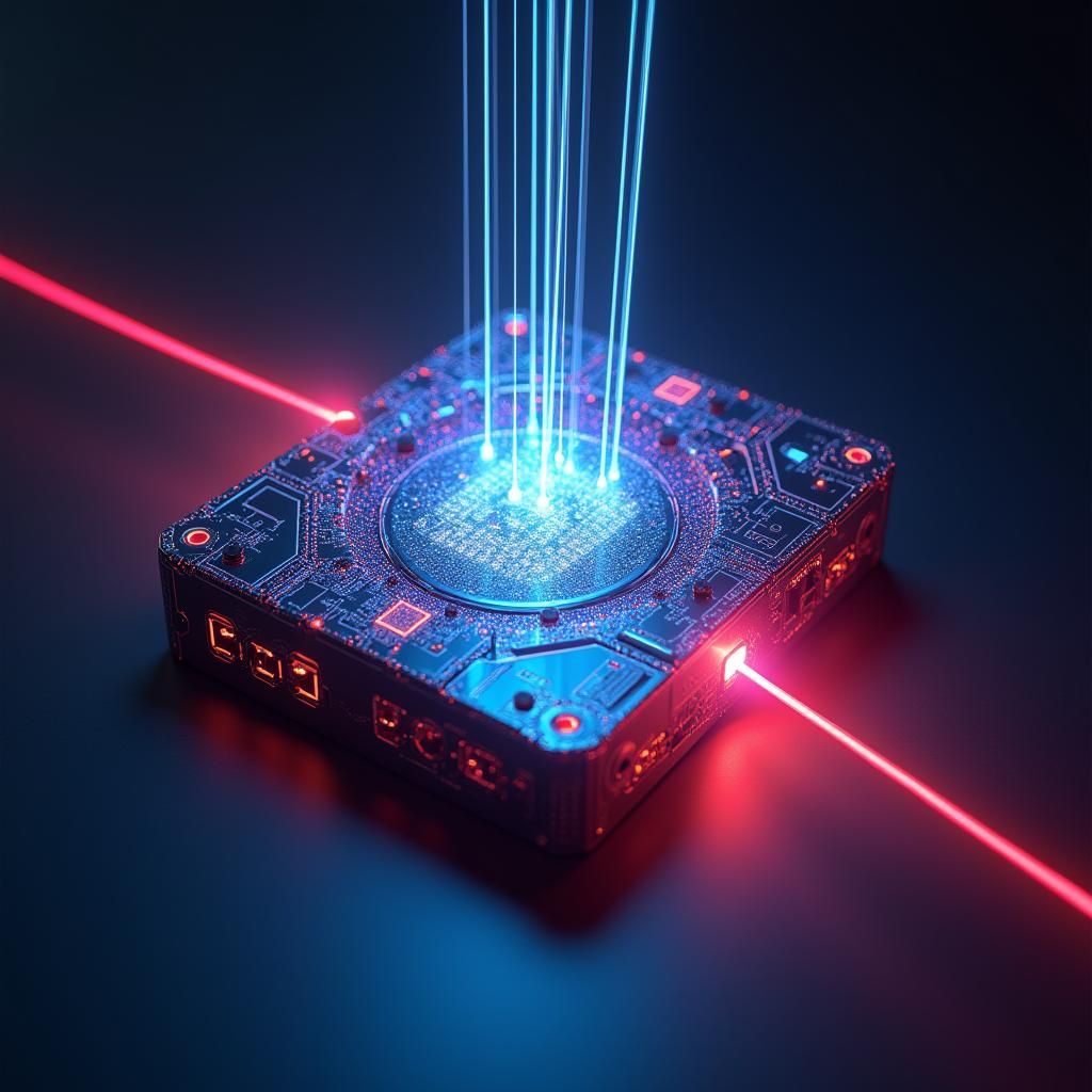 Futuristic Device Radiating Laser Power in 3D
