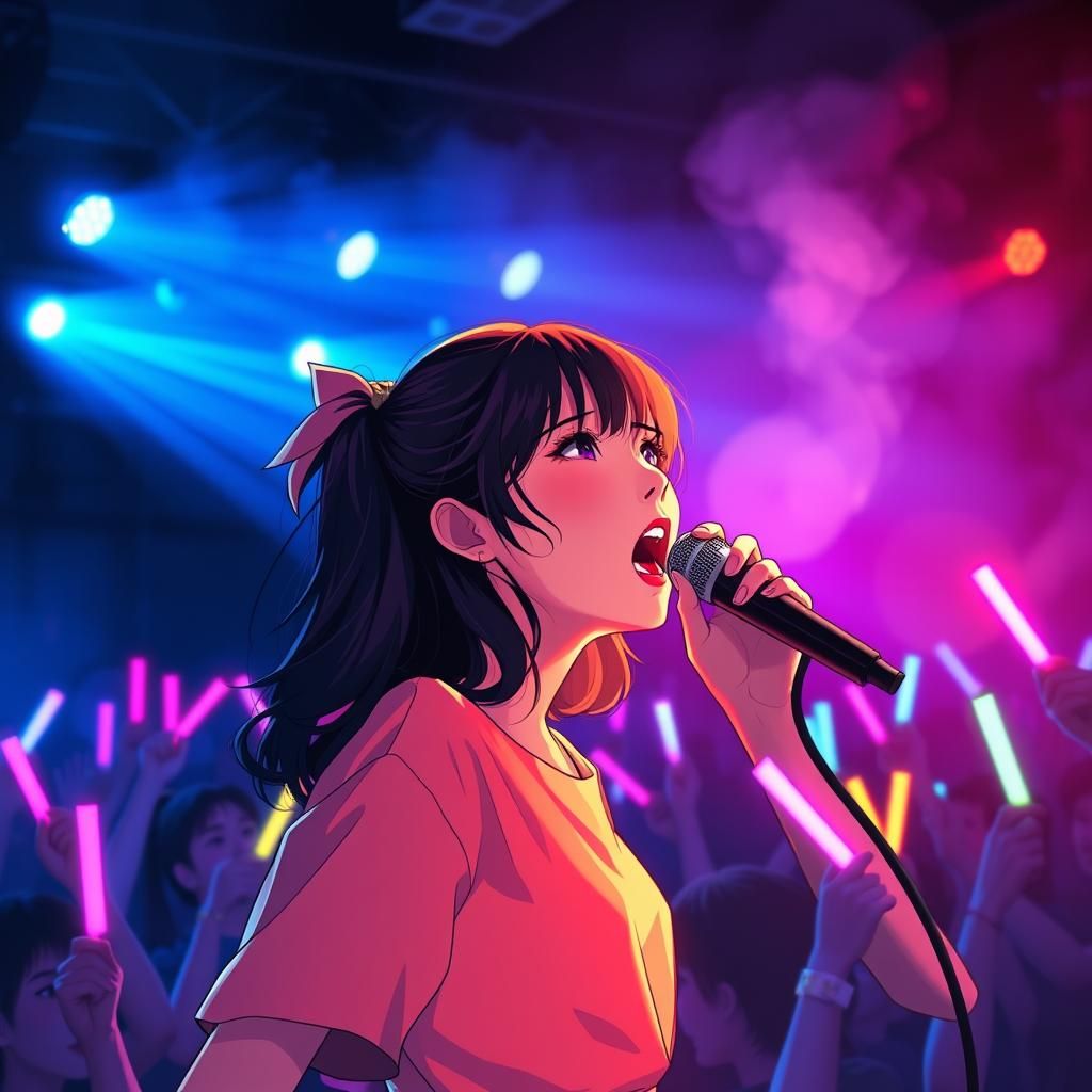 Passionate Singer in Concert with Anime Style