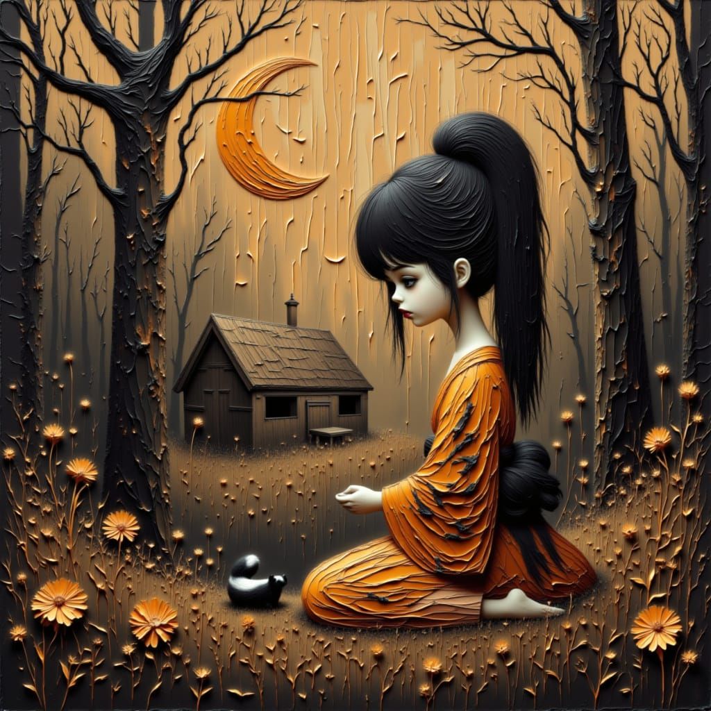 Meditating Girl in Enchanted Forest