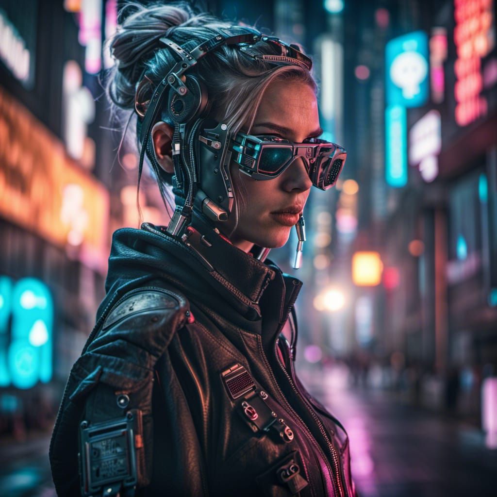 Hyperrealistic Cyberpunk Model with Intricate Details