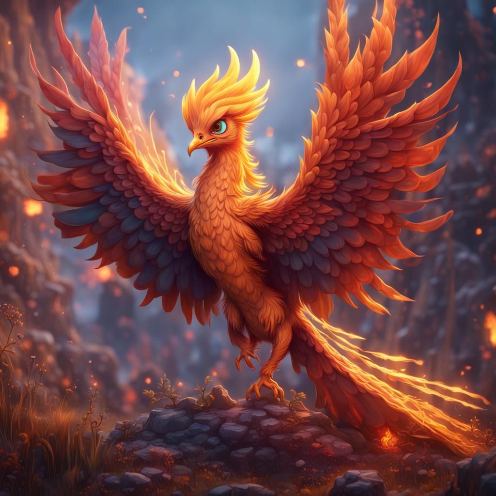 Fantastical Cute Phoenix Concept Art