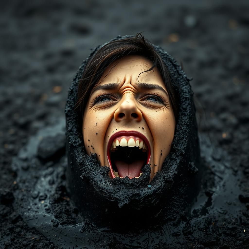 Screaming Woman Emerging from Tar