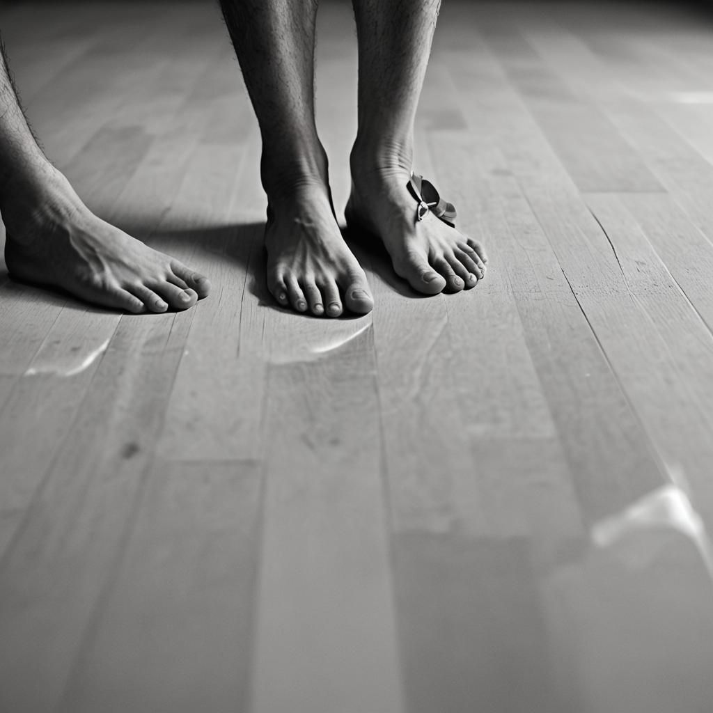 High-Contrast Macro Photograph of Bare Feet