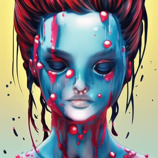 Slime Girl Portrait in Hyperdetailed Concept Art Style