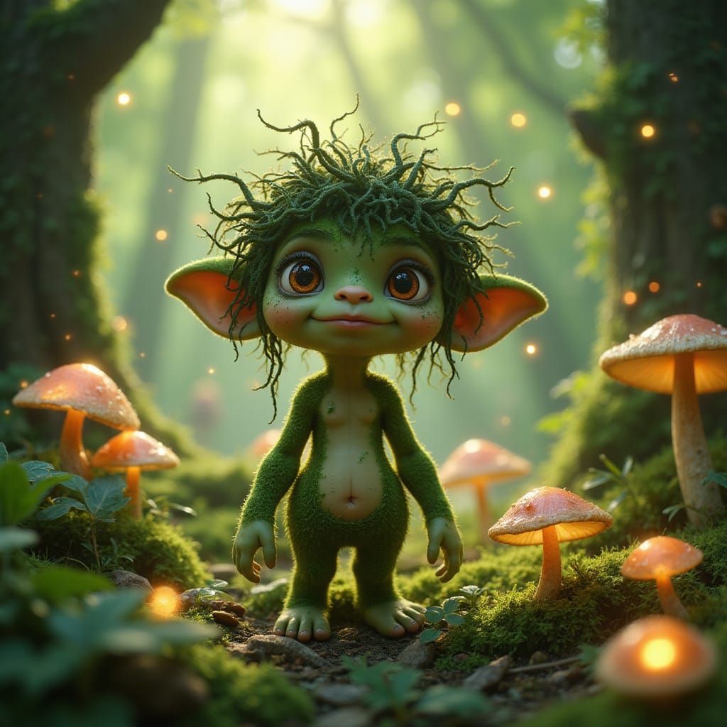 Gentle Jentille Troll in Vibrant Forest Landscape