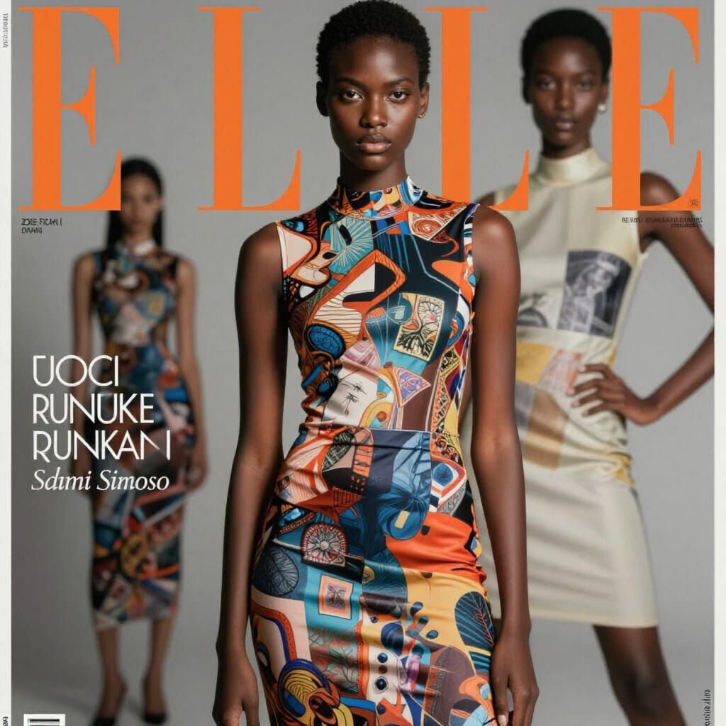 Melanated Supermodel in Modern Evening Wear