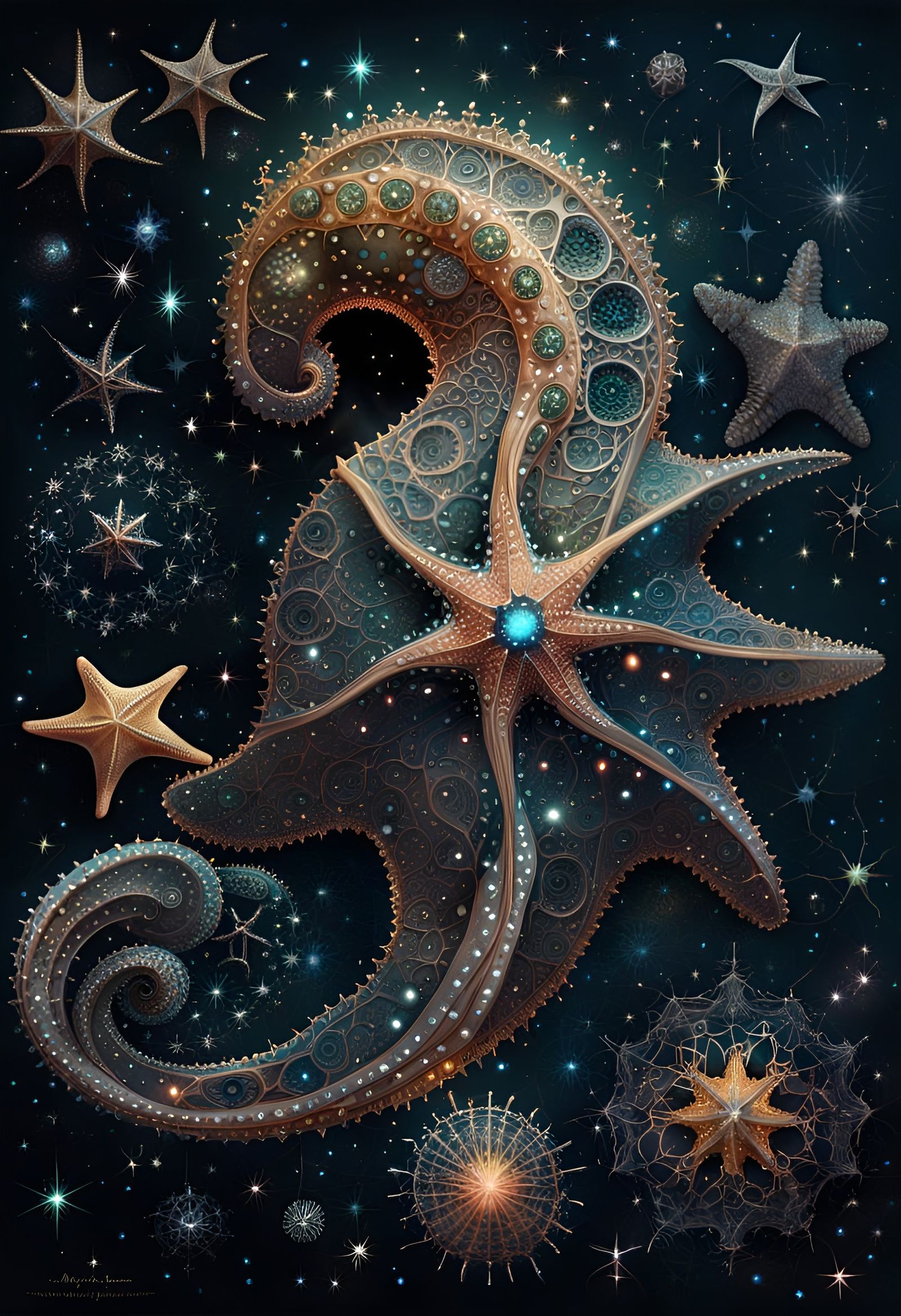 Celestial Starfish Portrait in Digital Art Style