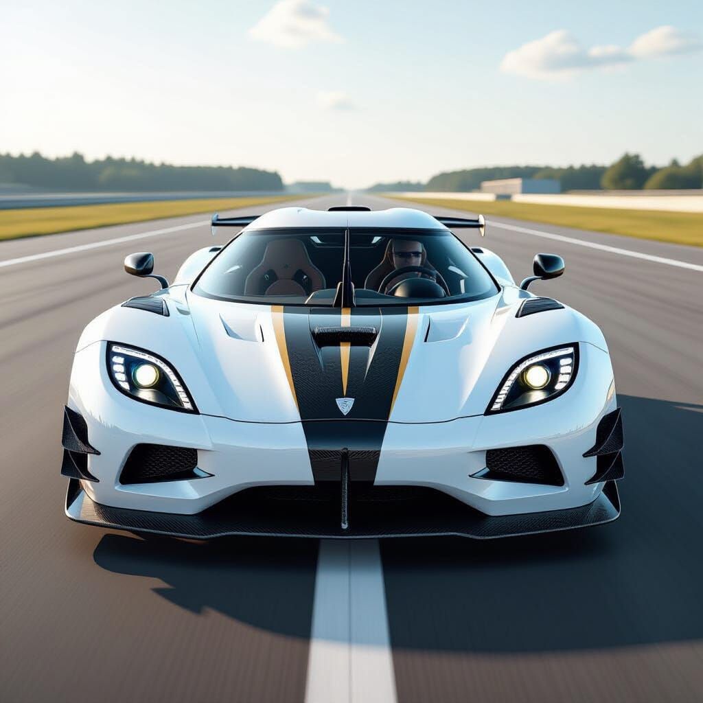 Hyperrealistic Koenigsegg Hypercar on Runway in Daylight