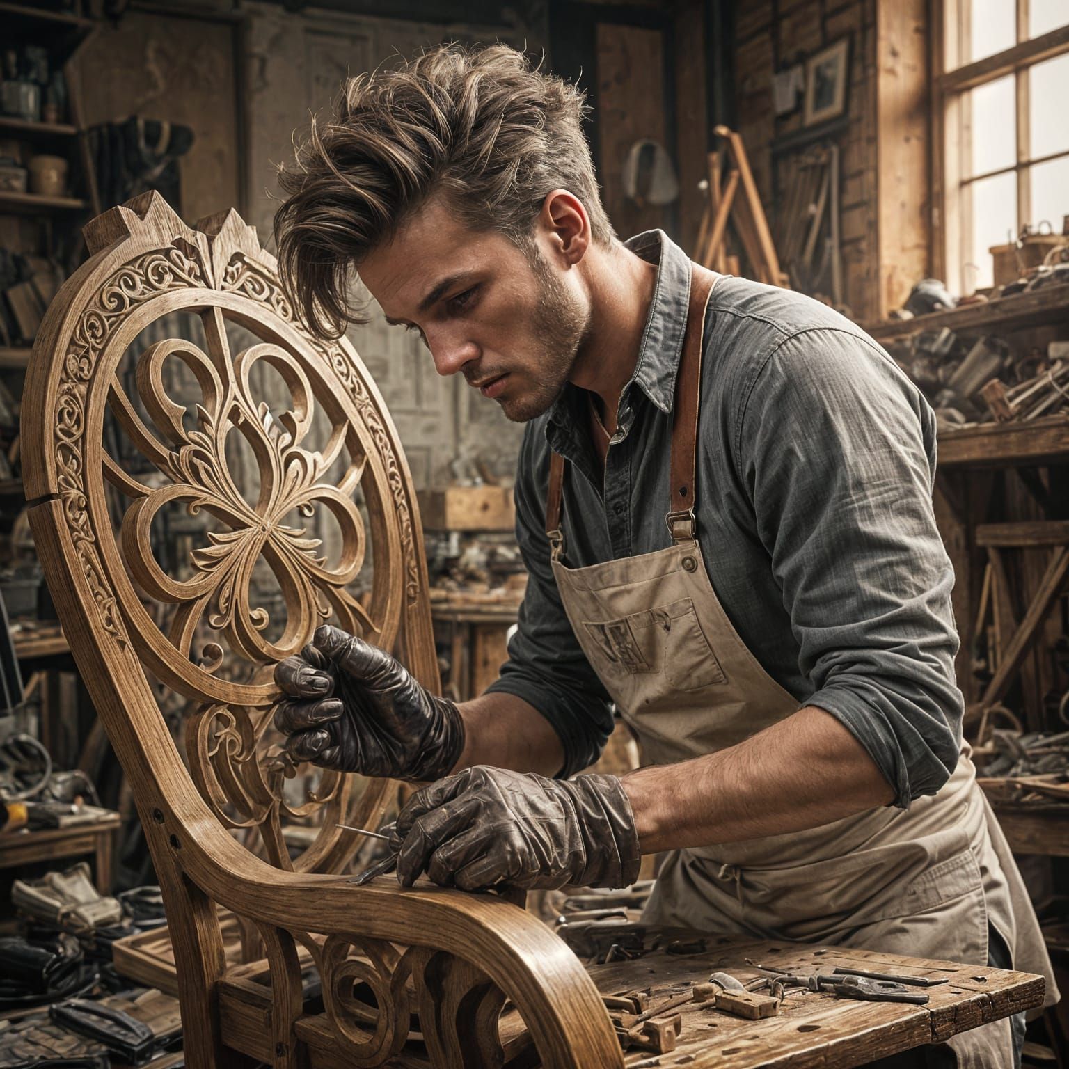 Art Deco Craftsman Creates Wooden Chair