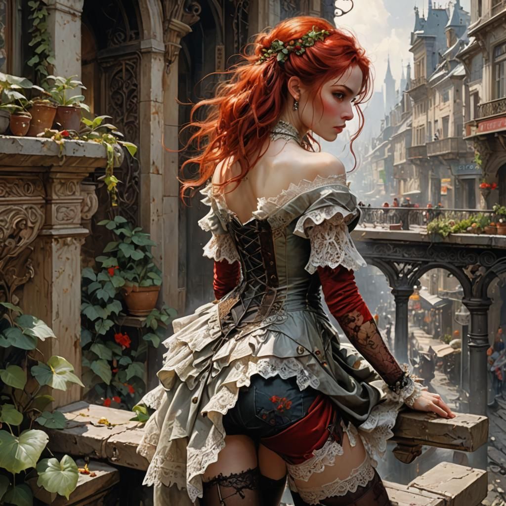 Seventeen-Year-Old Woman in Irish Pub: Photorealistic Detail