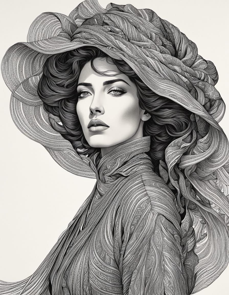 Ethereal Beauty in Whimsical Line Drawings